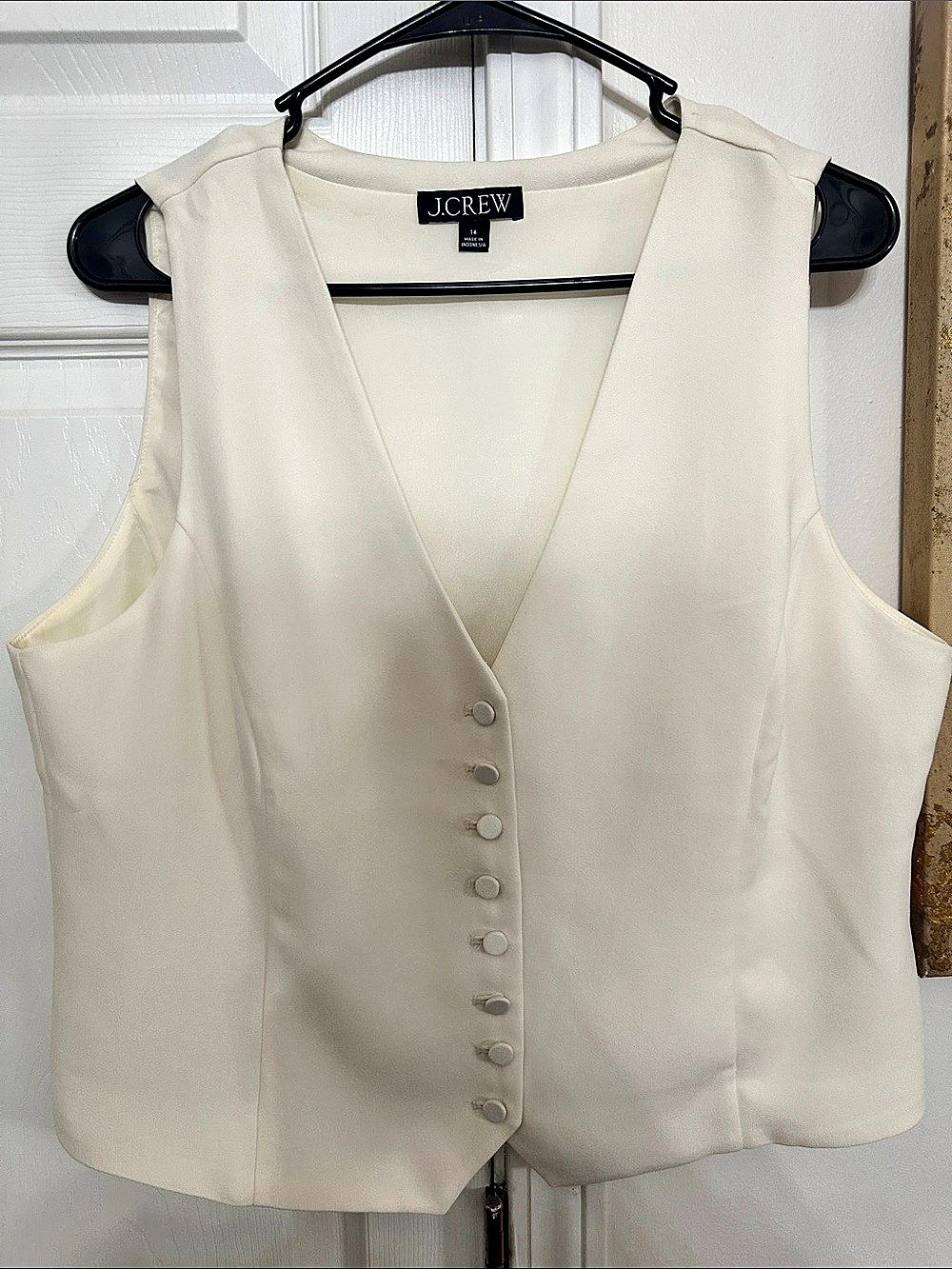 J.Crew Button-Front Tailored Vest in White Size 14